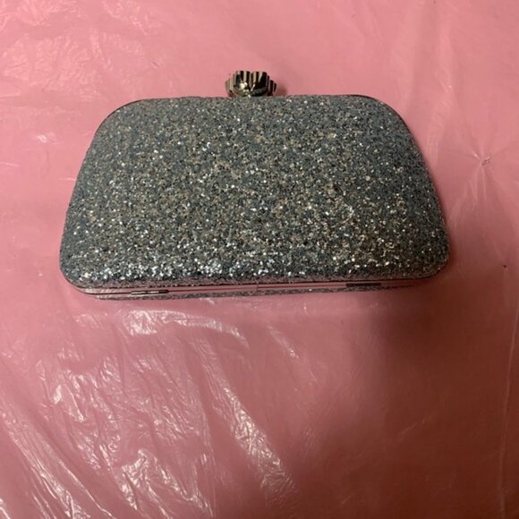Silver Glitter Bling, Sequin, Rhinestone Evening Box Bag - Picture 7 of 8